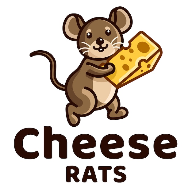 Plantilla de logotipo de queso ratas niños