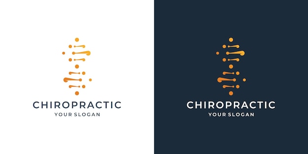 Plantilla de logotipo de quiropráctica conectada por puntos inspiración de diseño de logotipo de tecnología de puntos de adn de hueso de columna vertebral