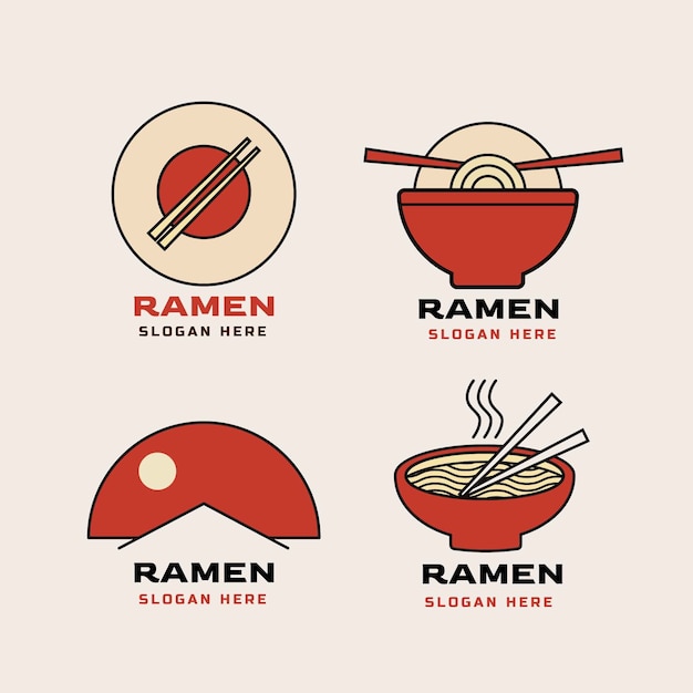 plantilla de logotipo de ramen dibujada a mano