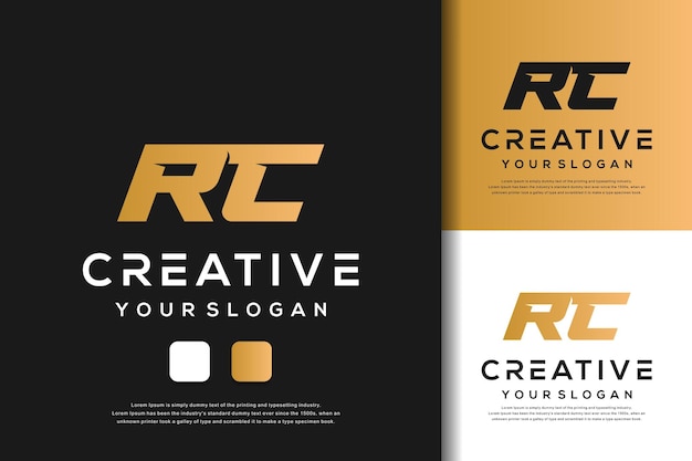 Vector plantilla de logotipo rc de letra de monograma abstracto
