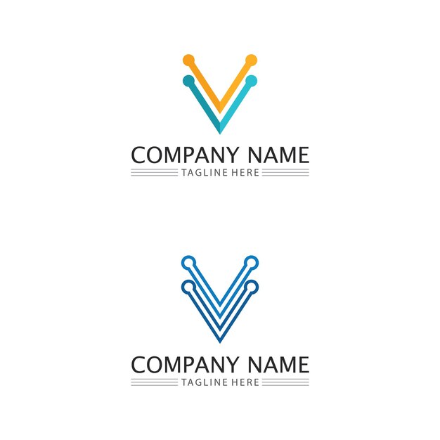 Plantilla de logotipo de relámpago de letra V