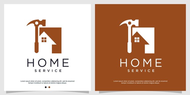Plantilla de logotipo de reparación de hogar con elemento creativo Vector Premium