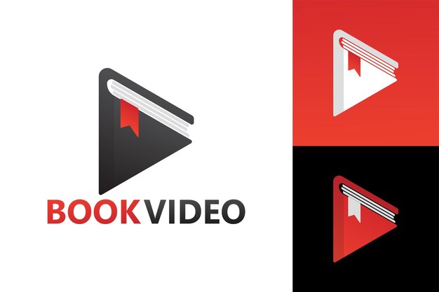 Plantilla de logotipo de reproducción de video de libro vector premium