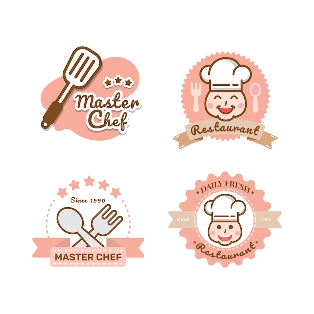 Vector plantilla de logotipo de restaurante etiquetas de gorro de chef