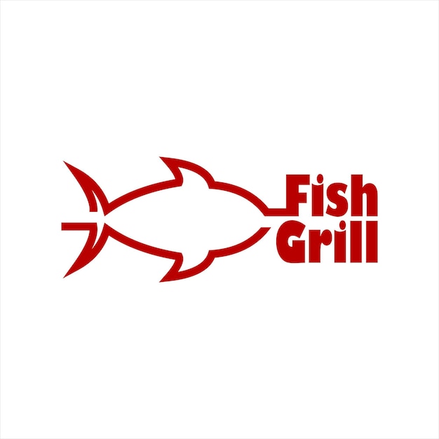 plantilla de logotipo de restaurante de pescado de parrilla simple