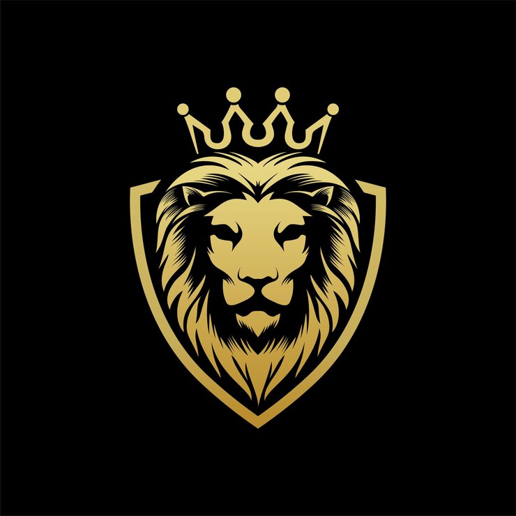 Plantilla de logotipo de rey león dorado de lujo