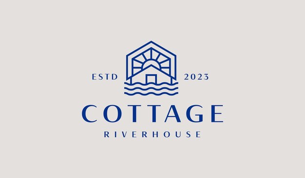 Plantilla de logotipo de River House Símbolo premium creativo universal Ilustración vectorial Plantilla de diseño mínimo creativo Símbolo para identidad empresarial corporativa