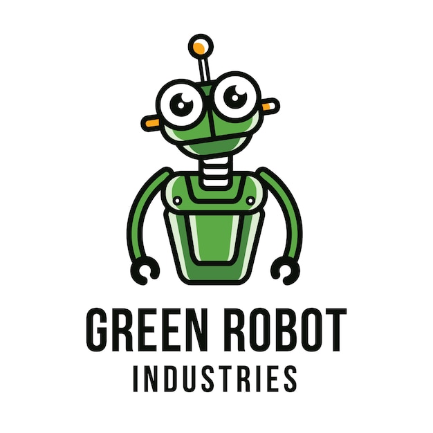 Plantilla de logotipo de robot verde