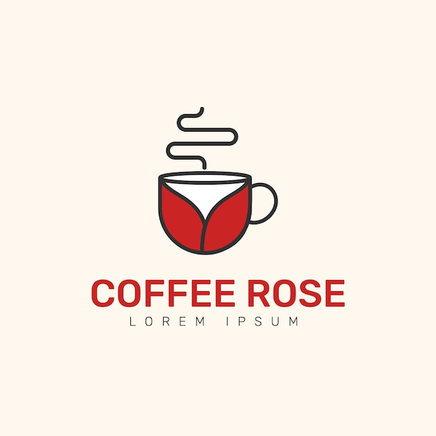 Plantilla de logotipo de rosa de café