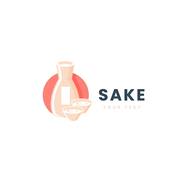 Plantilla de logotipo de sake dibujado a mano