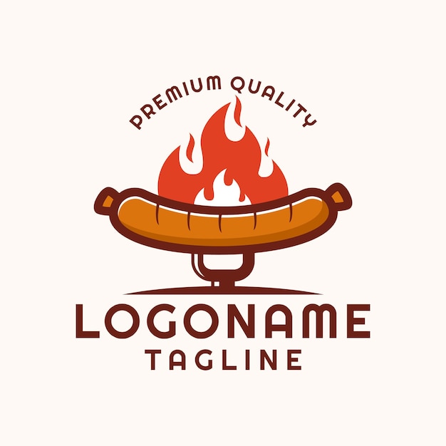 Plantilla de logotipo de salchicha adecuada para camión de comida de restaurante y cafetería