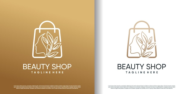 Plantilla de logotipo de salón de belleza con estilo creativo Vector Premium