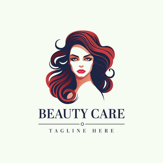 Plantilla de logotipo de salón de belleza con ilustración de mujer agradable