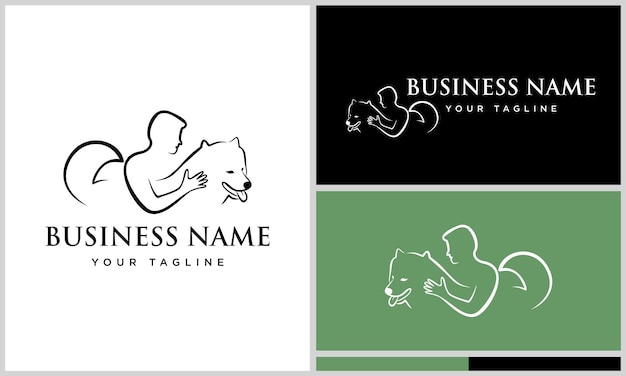 Plantilla de logotipo de samoyedo de arte lineal