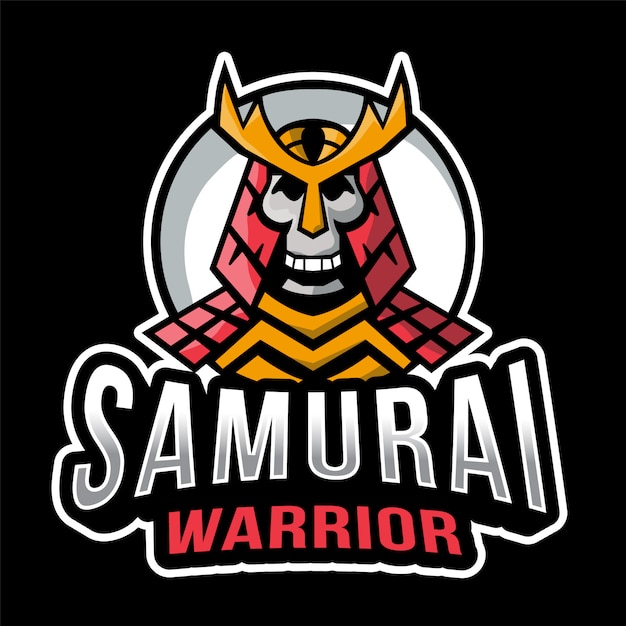 Plantilla de logotipo samurai skull esport