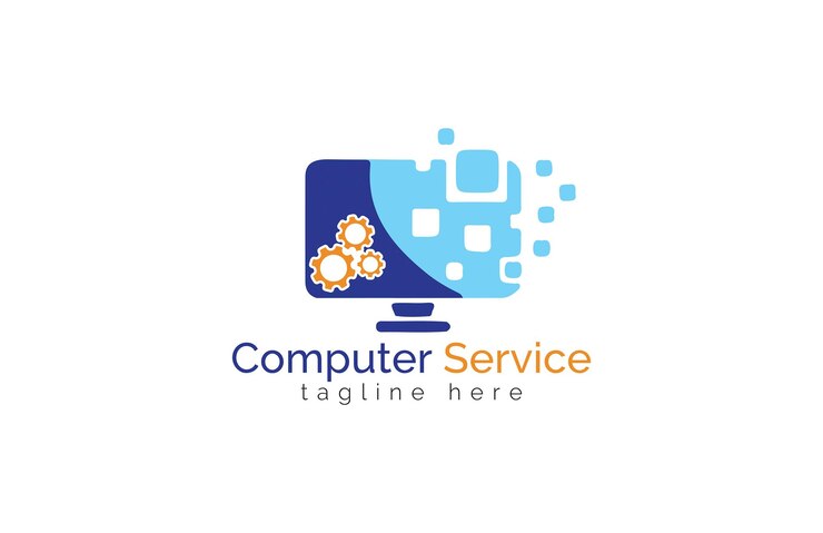 Vector plantilla del logotipo del servicio informático
