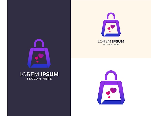 Vector plantilla de logotipo de shopping love