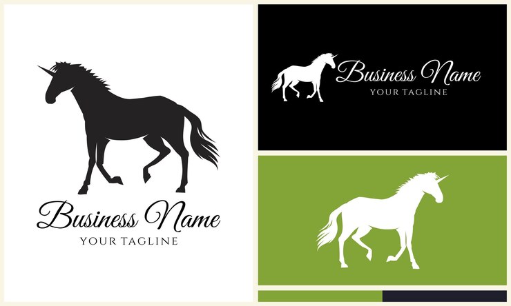 Vector plantilla de logotipo silueta burro unicornio
