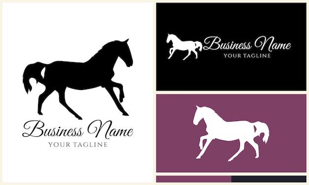 plantilla de logotipo silueta burro unicornio