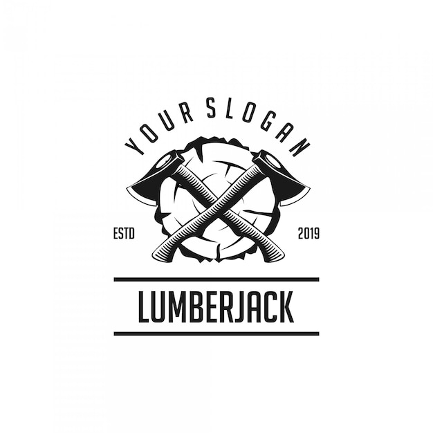 plantilla de logotipo de silueta de leñador vintage