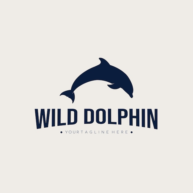 Plantilla de logotipo de silueta minimalista de delfín salvaje Diseño de logotipo Ilustración vectorial