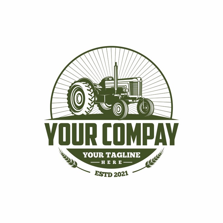 Plantilla de logotipo de silueta de tractor vintage