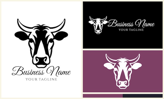 plantilla del logotipo de la silueta de la vaca búfalo