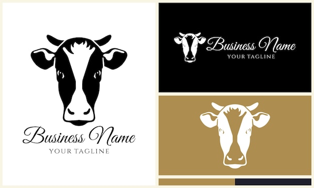 plantilla del logotipo de la silueta de la vaca búfalo