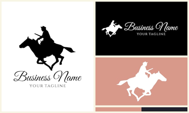 plantilla de logotipo silueta vaquero jinete
