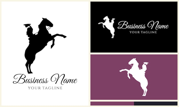 plantilla de logotipo silueta vaquero jinete