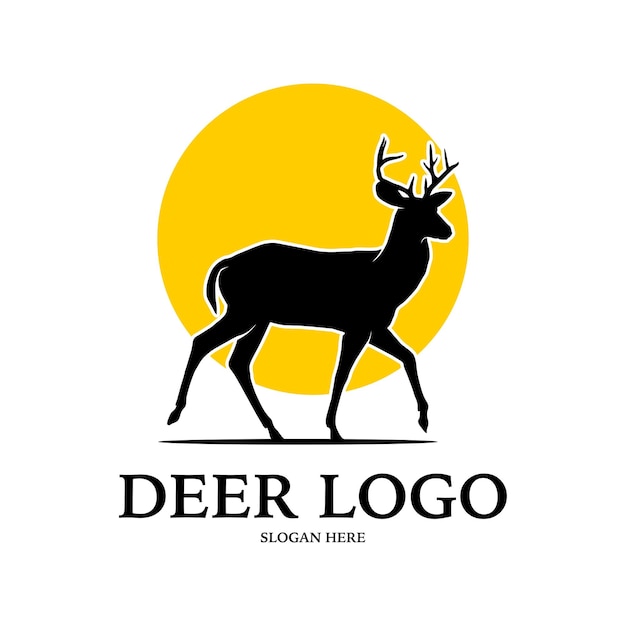 plantilla de logotipo de silueta de venado vectorial