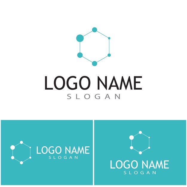 Plantilla de logotipo de símbolo de molécula, diseño de ilustraciones vectoriales