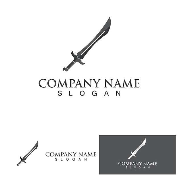 Plantilla de logotipo de símbolo de vector de elemento de juego de espada