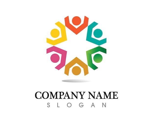 Plantilla de logotipo y símbolos de cuidado de personas de la comunidad
