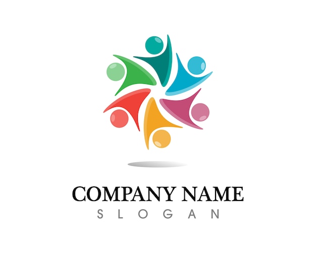 Plantilla de logotipo y símbolos de cuidado de personas de la comunidad