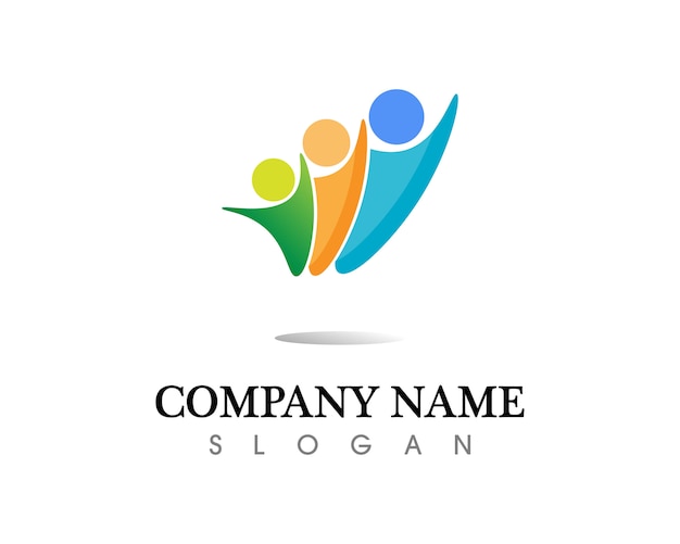 Plantilla de logotipo y símbolos de cuidado de personas de la comunidad