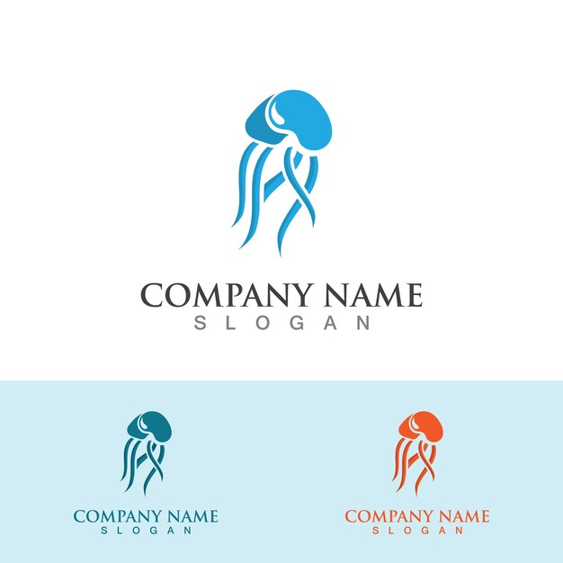 Plantilla de logotipo simple de diseño de ilustración de icono de medusas