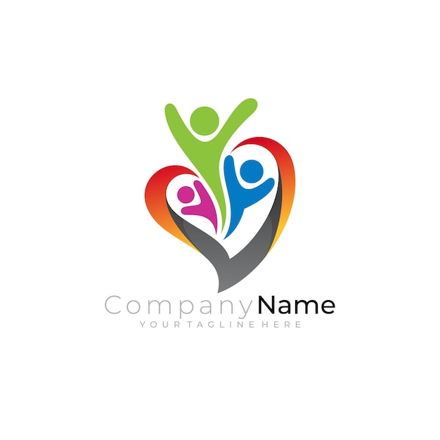 La plantilla del logotipo de Simple Love Care es el logotipo de People Care y el icono de Hear Clinic.