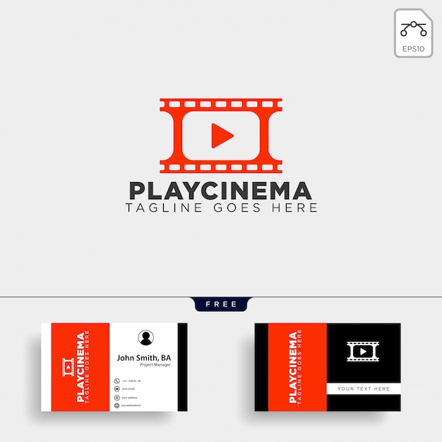 Plantilla de logotipo simple de Play Media Cinema