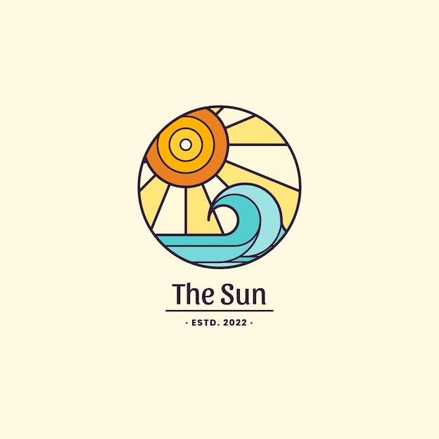 Vector plantilla de logotipo de sol dibujado a mano