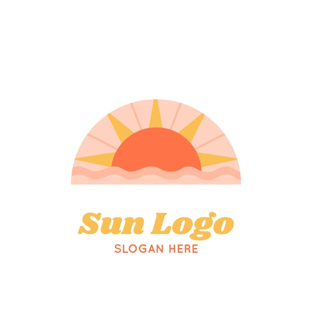 Vector plantilla de logotipo de sol dibujado a mano