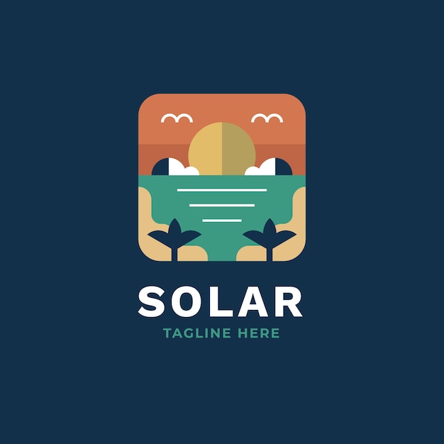 Vector plantilla de logotipo de sol de diseño plano