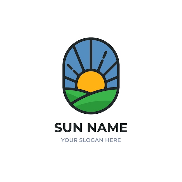 Plantilla de logotipo de sol plano