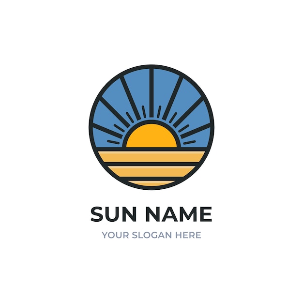 Vector plantilla de logotipo de sol plano