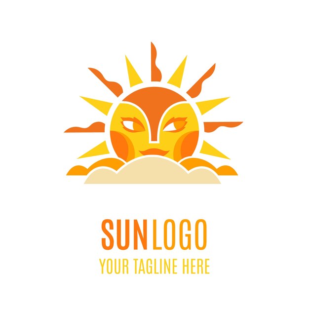 Plantilla de logotipo de sol plano