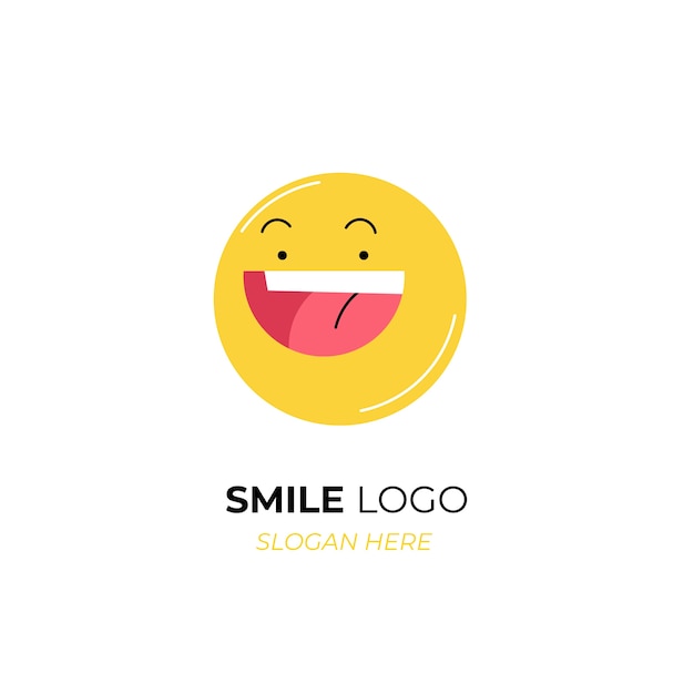 Vector plantilla de logotipo de sonrisa de diseño plano dibujado a mano