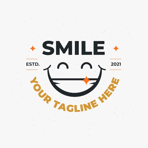 Plantilla de logotipo de sonrisa de diseño plano