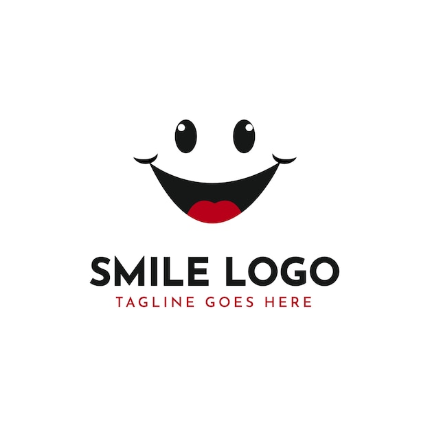 Vector plantilla de logotipo de sonrisa de diseño plano