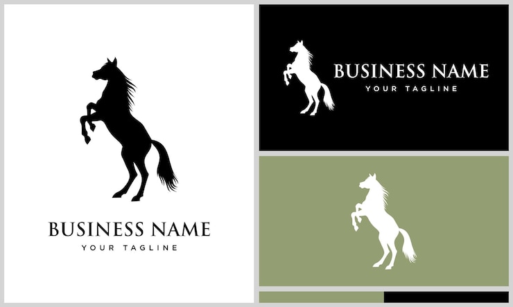Vector plantilla de logotipo de soporte de caballo de silueta