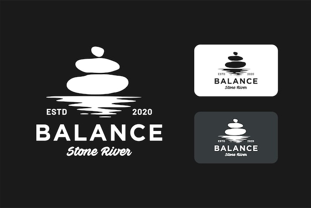 Vector plantilla de logotipo de spa o yoga con concepto de piedra de equilibrio